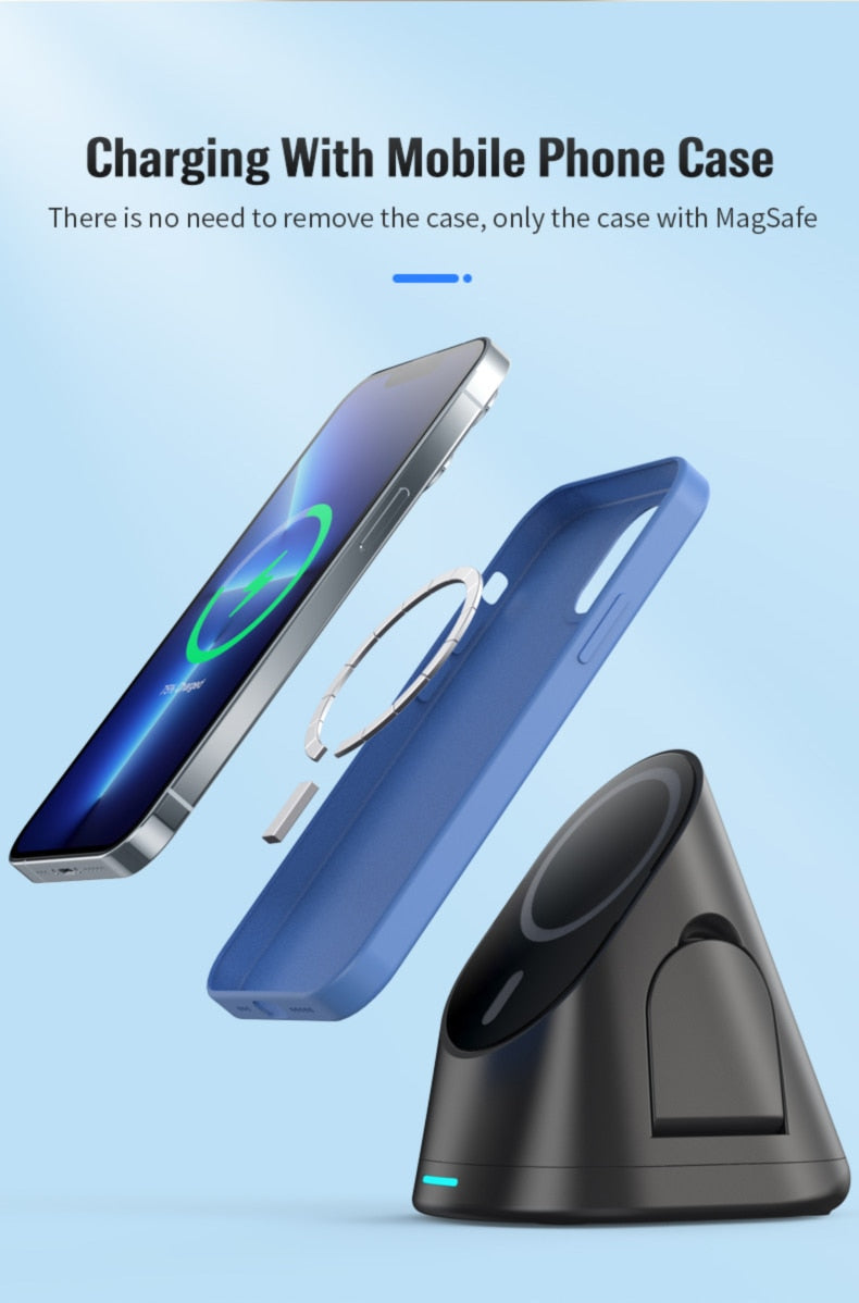 Compact 3 in 1 Wireless Charging Station Stand