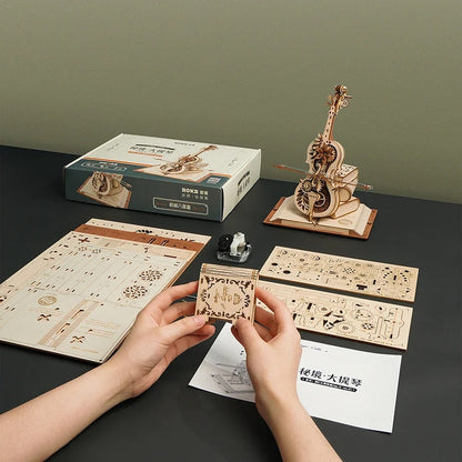 Unique Wooden Cello 3D Puzzle Box