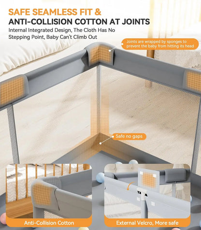 Spacious Baby Playyard with Soft Play Panels