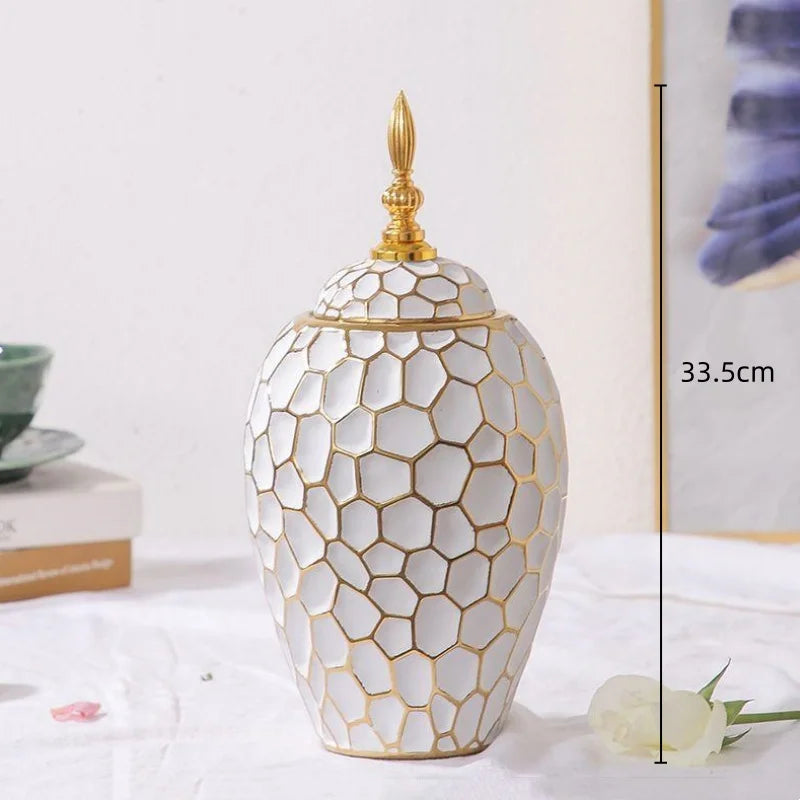 Elegant Gold Ceramic Vase Decorative Home Accent