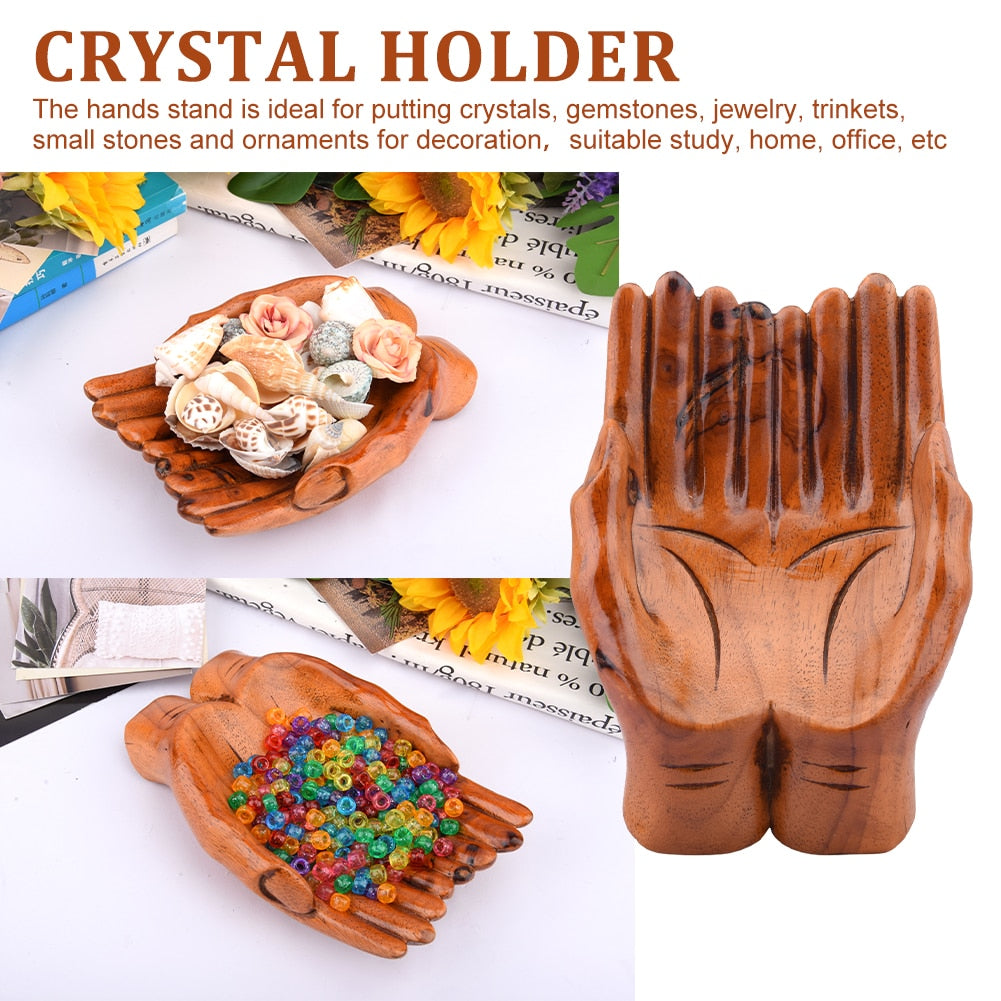 Handcrafted Wooden Prayer Hands Candy Dish Home Decoration - Fesara