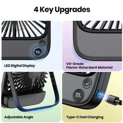 Portable Table Fan with Rechargeable Power Bank