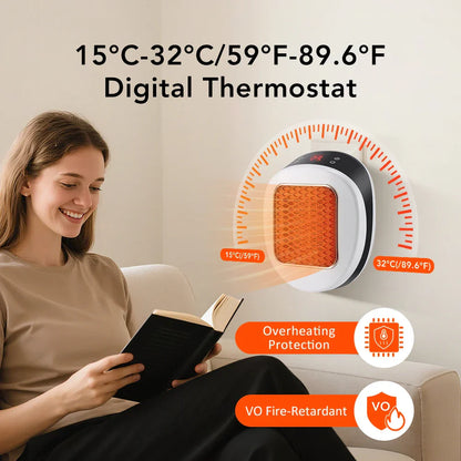 Compact 600W Electric Wall Heater with Remote