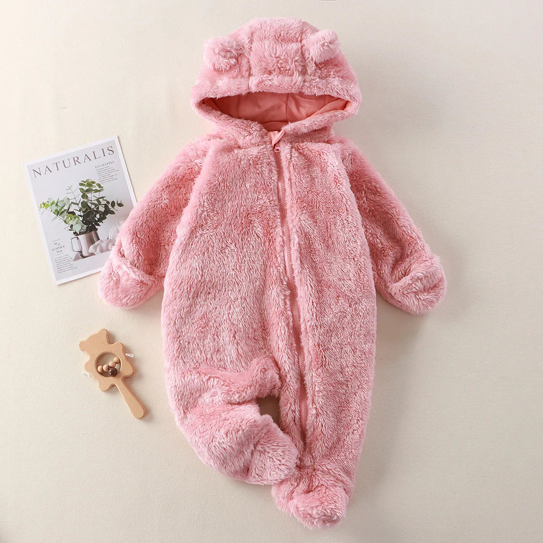 Warm Baby Jumpsuit with Hooded Design