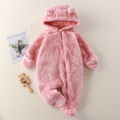 Warm Baby Jumpsuit with Hooded Design