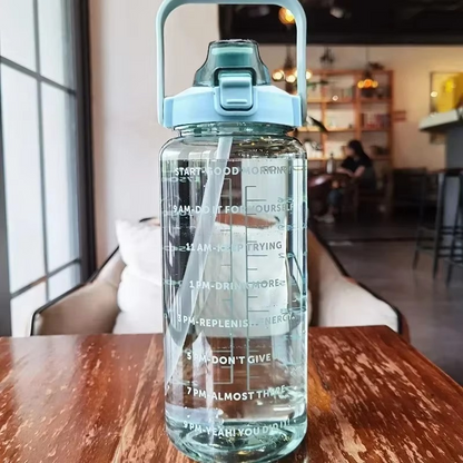 Big 68oz Fitness Water Bottle with Straw and Tracker