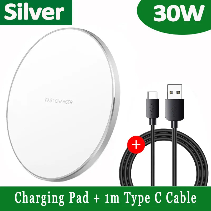 Quick 30W Wireless Charging Pad for iPhone & Android