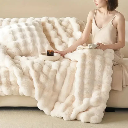 Soft Plush Reversible Throw Blanket Home Decor