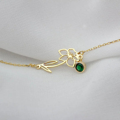 Delicate Birthstone and Flower Charm Bracelet