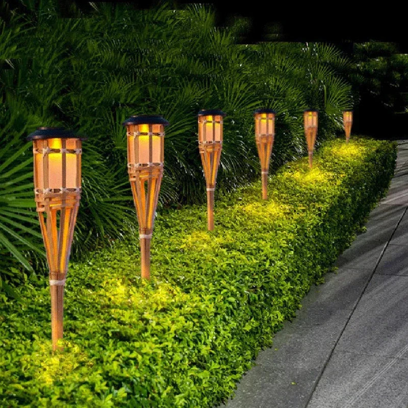 Outdoor Solar Powered Garden Torch Lights Set
