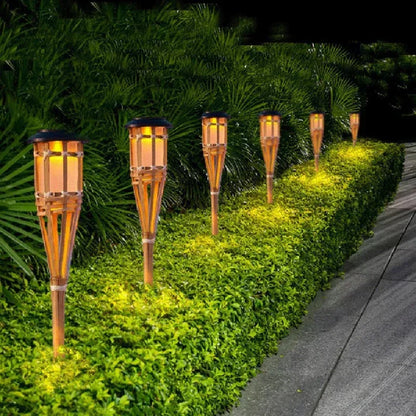 Outdoor Solar Powered Garden Torch Lights Set