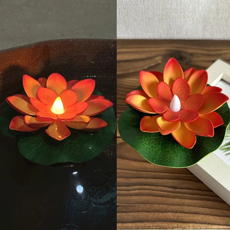 Floating Flower Pool Lamp with LED Sensor Light