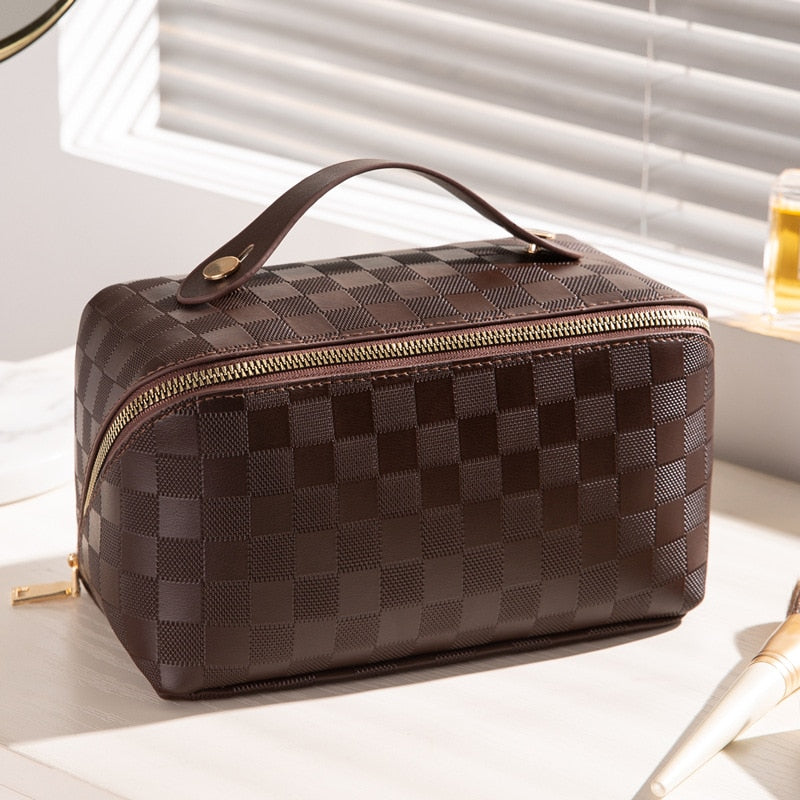 Premium Plaid Travel Makeup Pouch
