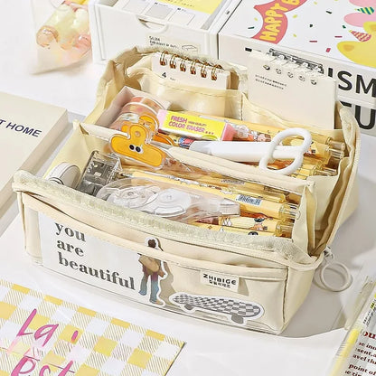 Clear Pencil Case with 10 Pockets