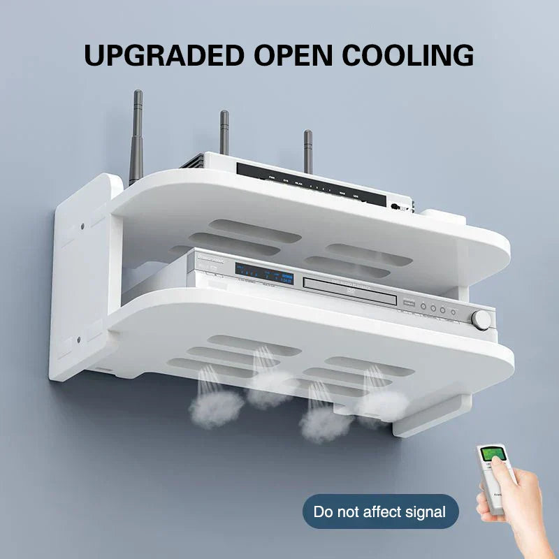 Wireless Router Storage Shelf with Hidden Cable Management