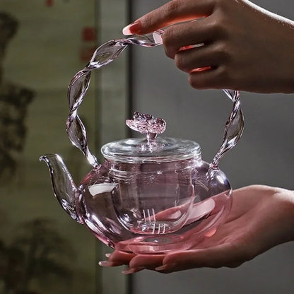 Delicate Flower Top Glass Loose Leaf Teapot - Fesara