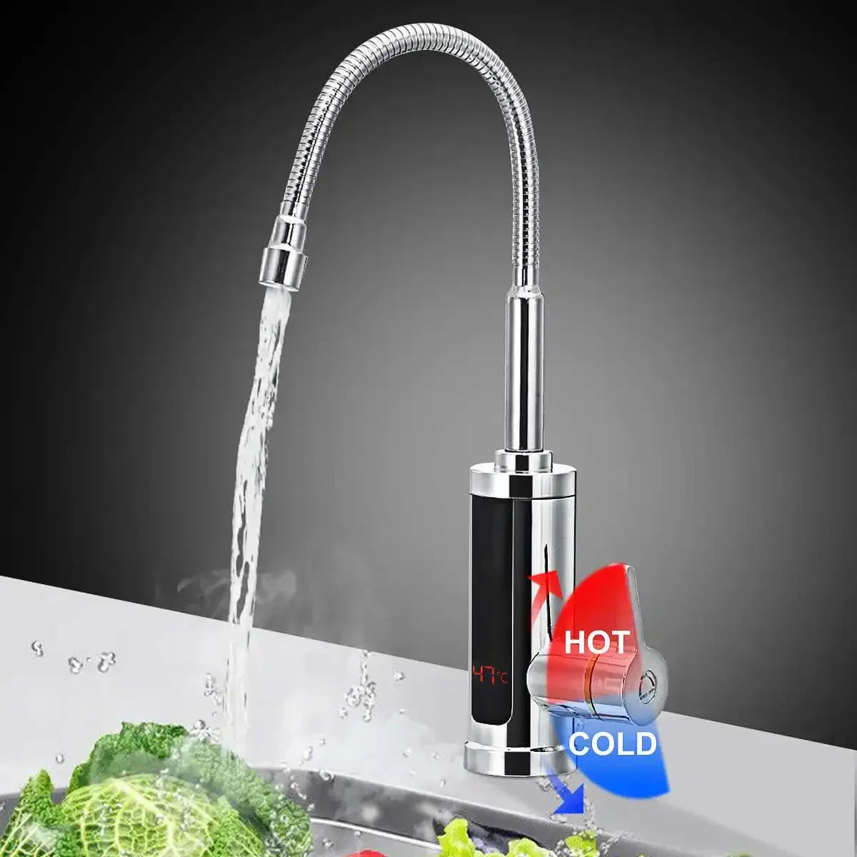 Instant Hot Water Kitchen Faucet with Digital Temperature Control