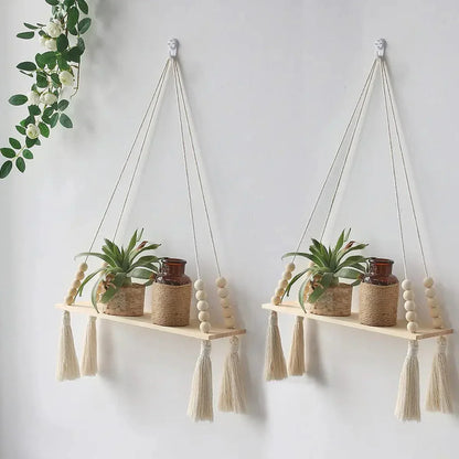 Rustic Macrame Wood Wall Decor
