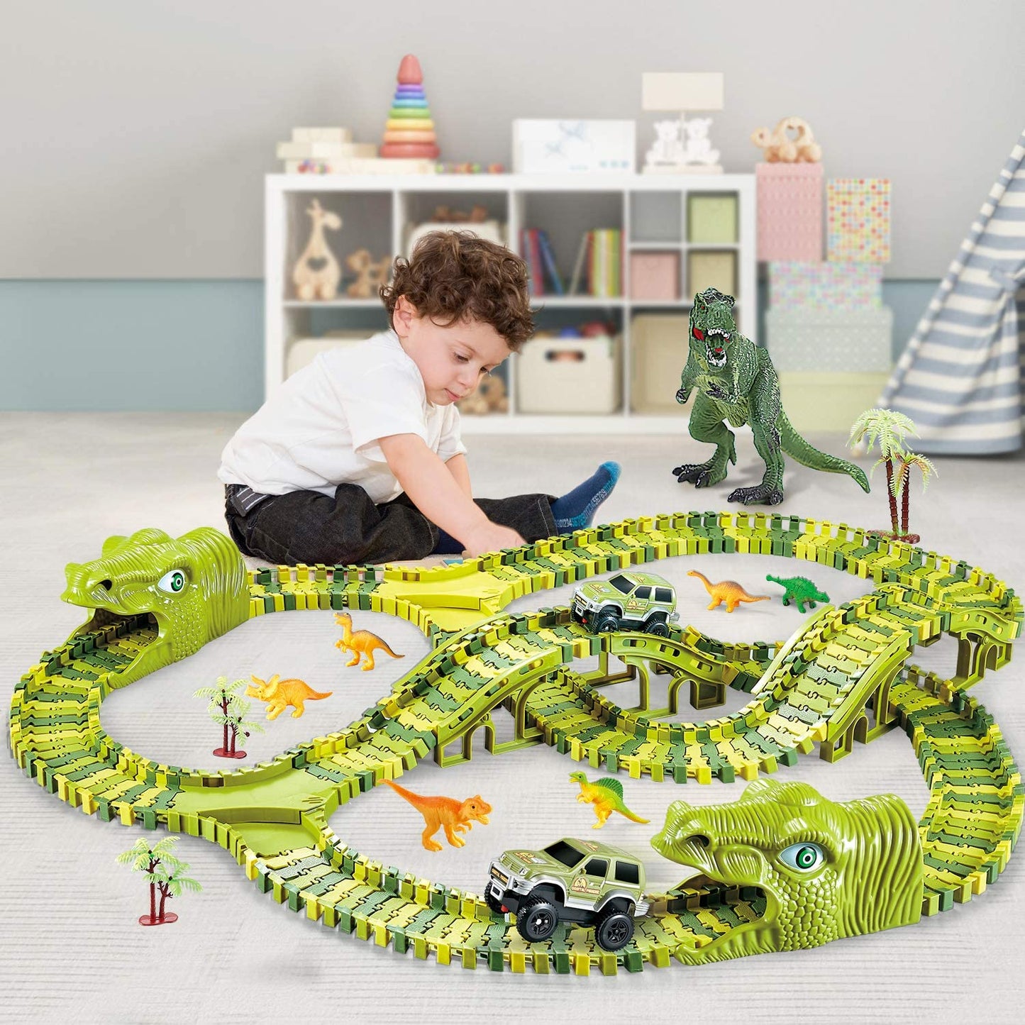 Fun Dinosaur Playset with Glow Tracks and Sound Effects