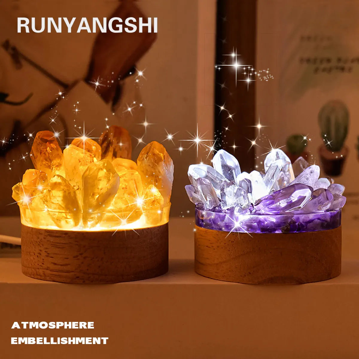 Natural Stone Crystal Table Lamp