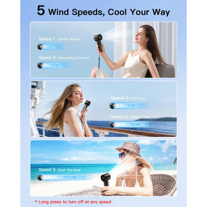 Portable Mini Handheld Fan with LED Screen & 5 Speeds