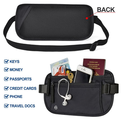 Secure Travel Waist Pouch with RFID Blocking Pocket