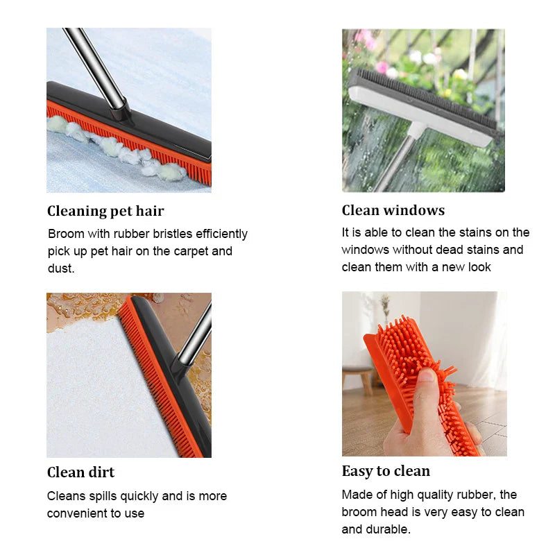 Soft Pet Hair Broom for Carpet & Hard Floors