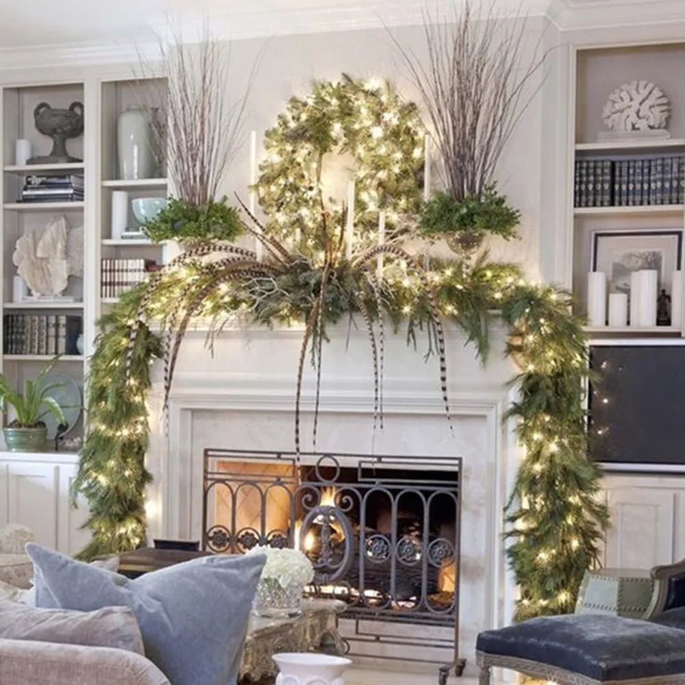 LED Lit Christmas Garland 2.7m with Fir Branches