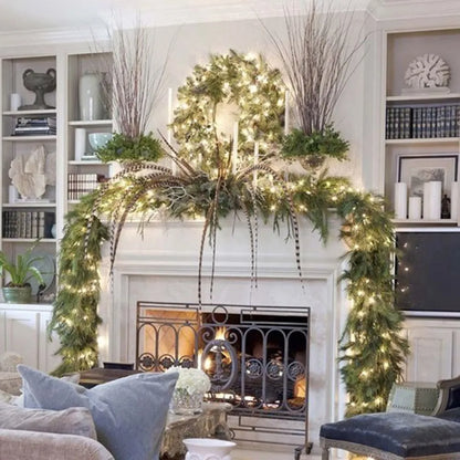 LED Lit Christmas Garland 2.7m with Fir Branches