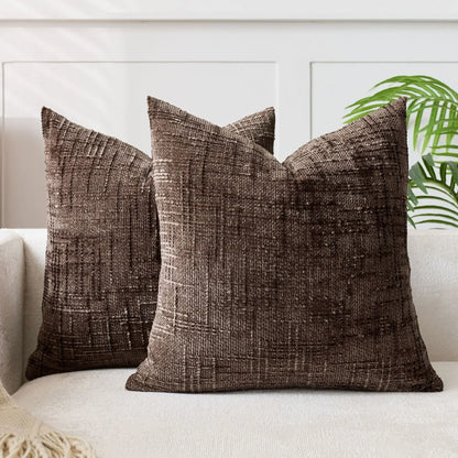 Soft Chenille Cushion with Natural Bamboo Pattern