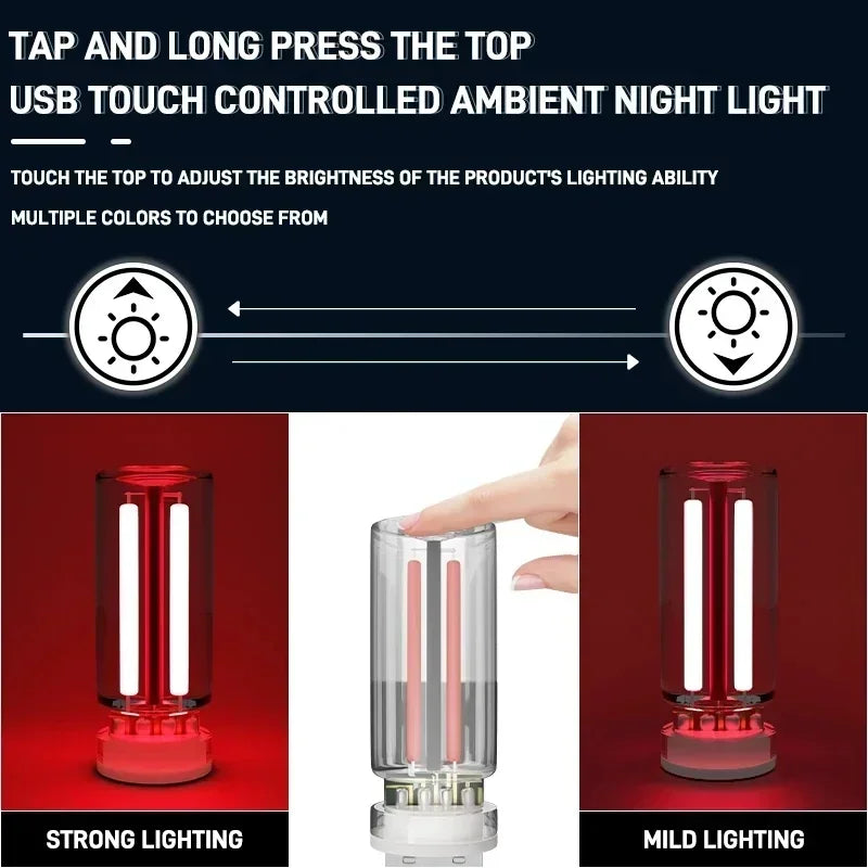 Colorful Glass Table Lamp with USB Touch Control