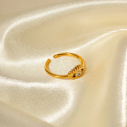 Luxury 18k Gold Diamond Evil Eye Adjustable Ring