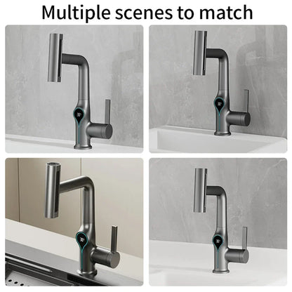 Modern Faucet with Digital Display and Adjustable Spray