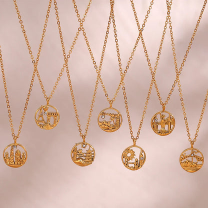 Gold Explorer World Travel Necklace