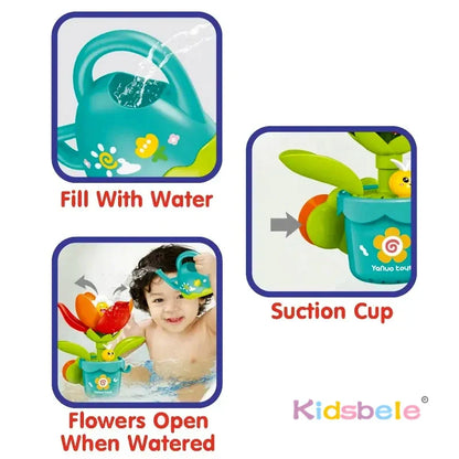 Colorful Kids Flower Bath Play Set with Watering Can