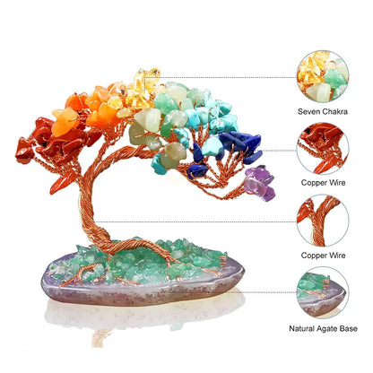Sparkling Crystal Tree Figurine with Agate Base