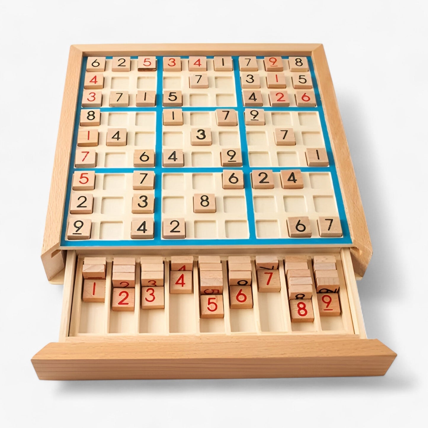 Traditional Wooden Sudoku Puzzle Box Set - Fesara
