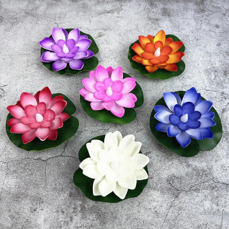 Floating Flower Pool Lamp with LED Sensor Light