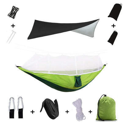 Lightweight Portable Camping Hammock with Bug Net & Rain Fly