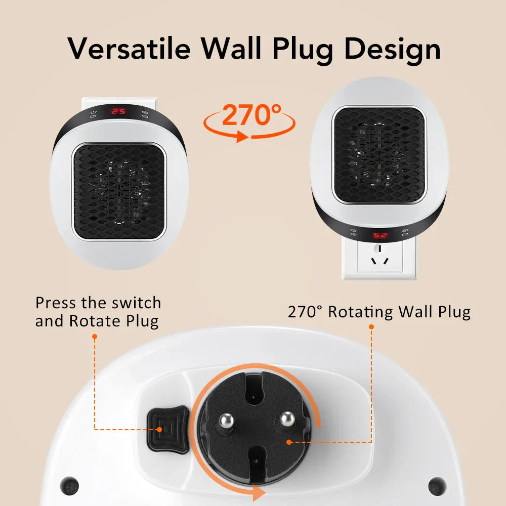 Compact 600W Electric Wall Heater with Remote
