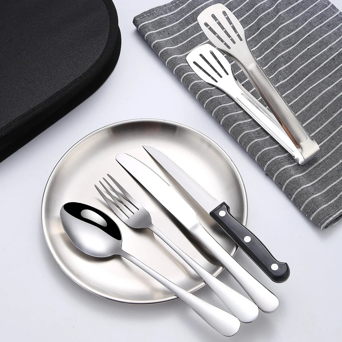 Portable Camping Utensil Set Stainless Steel Outdoor Kit