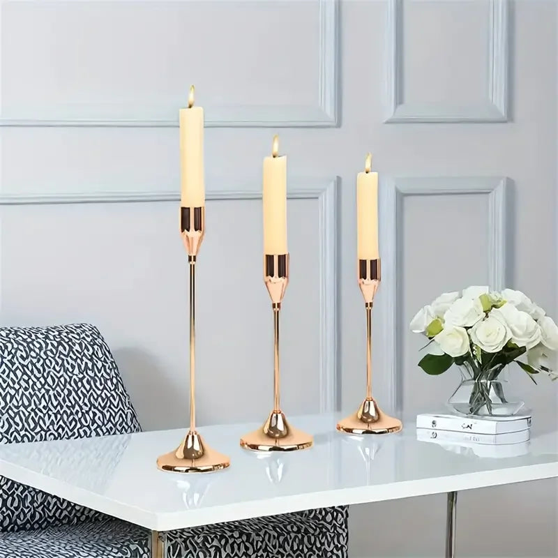 Modern Black Metal Candle Holders Set of 3