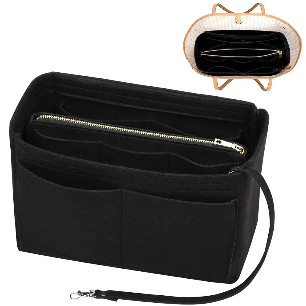 Premium Organizer Insert with Zipper and 15 Pockets