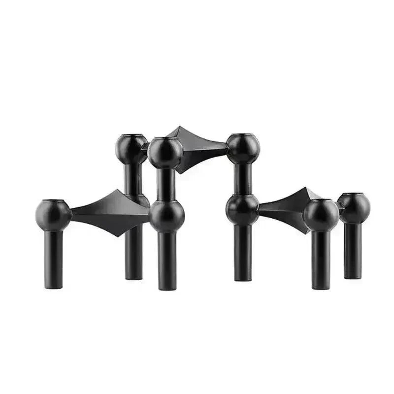 Contemporary Metal Candle Holder - Sleek Silver Candle Stand