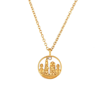 Gold Explorer World Travel Necklace