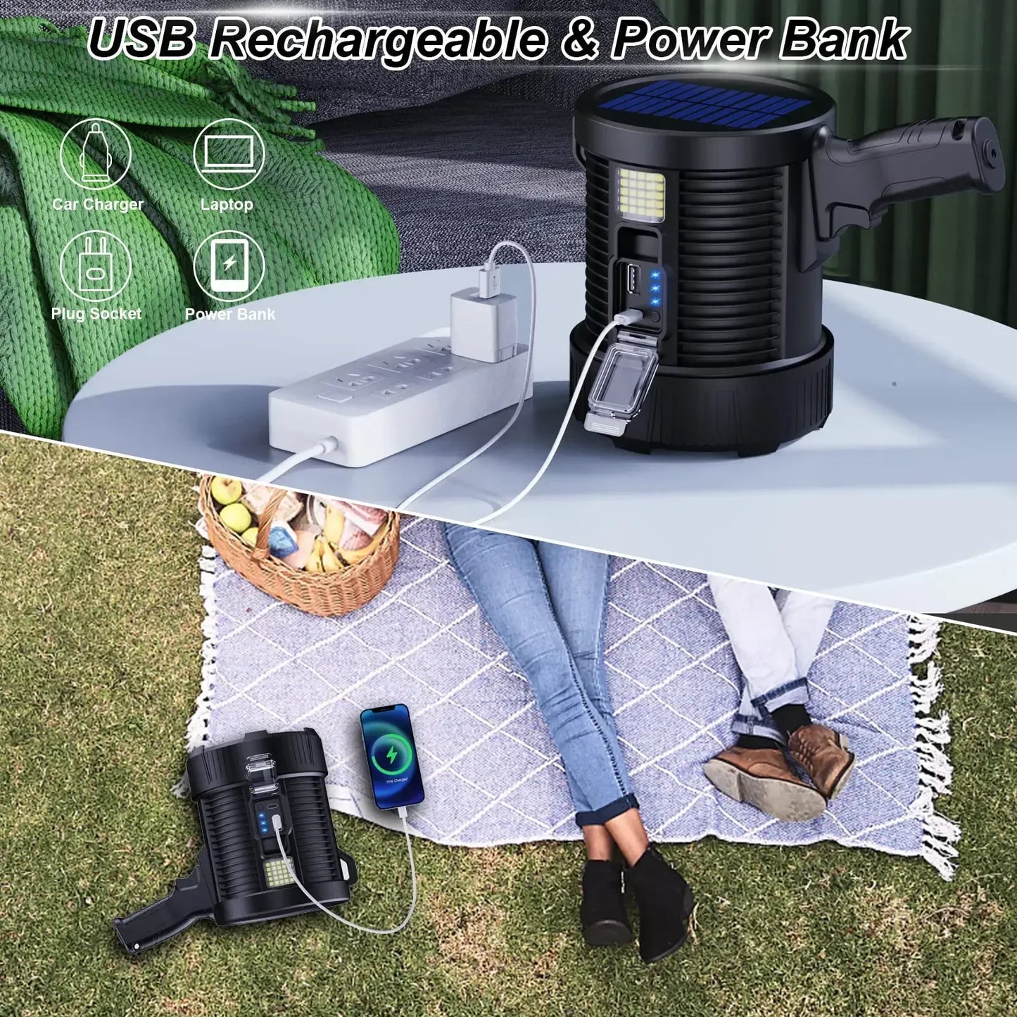 Bright Solar Powered 900K Lumen Spotlight Lantern