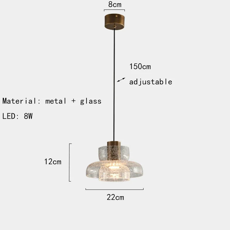 Unique Glass Drop Pendant Light with Cracked Design