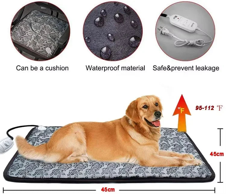 Warm Pet Heating Pad with Timer and Waterproof Coat