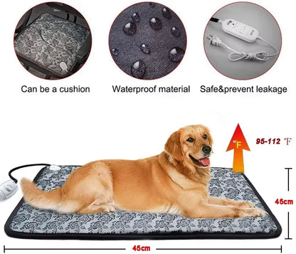 Warm Pet Heating Pad with Timer and Waterproof Coat