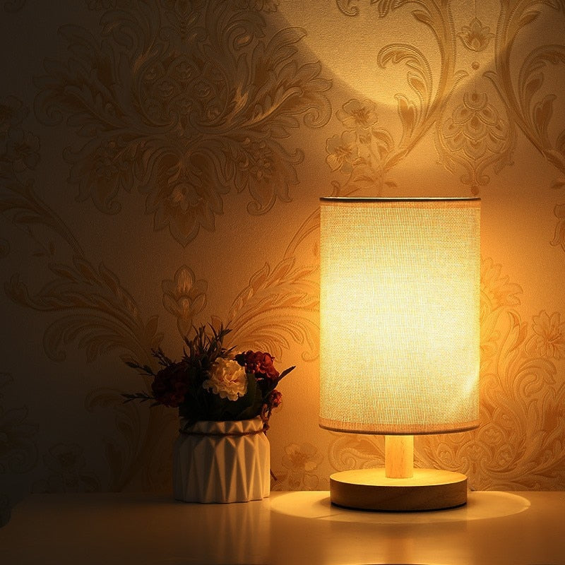 Rustic Wooden LED Table Lamp for Modern Home Office
